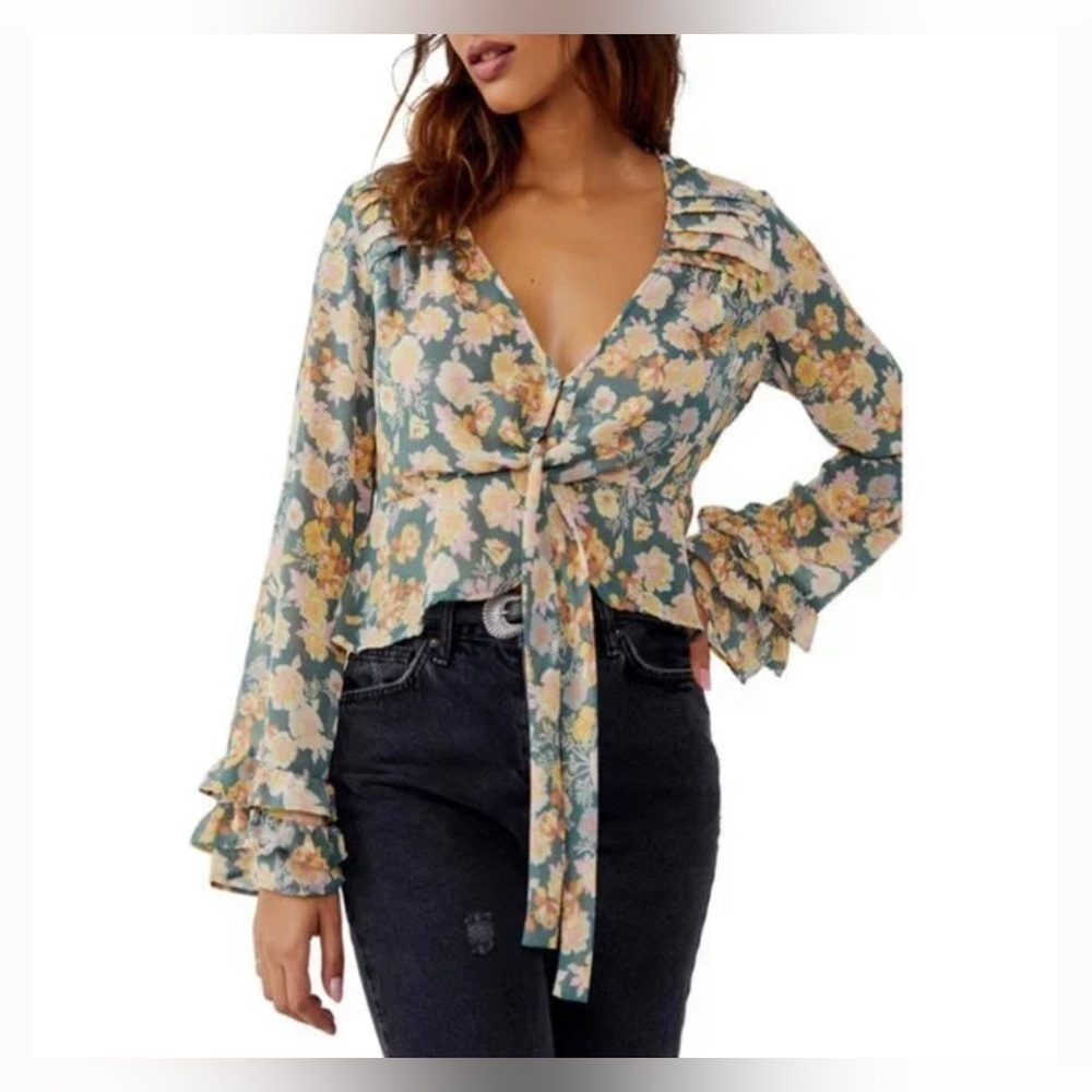 NWT. $98R Free People Maybel Blouse Happy Combo - Picture 5 of 12